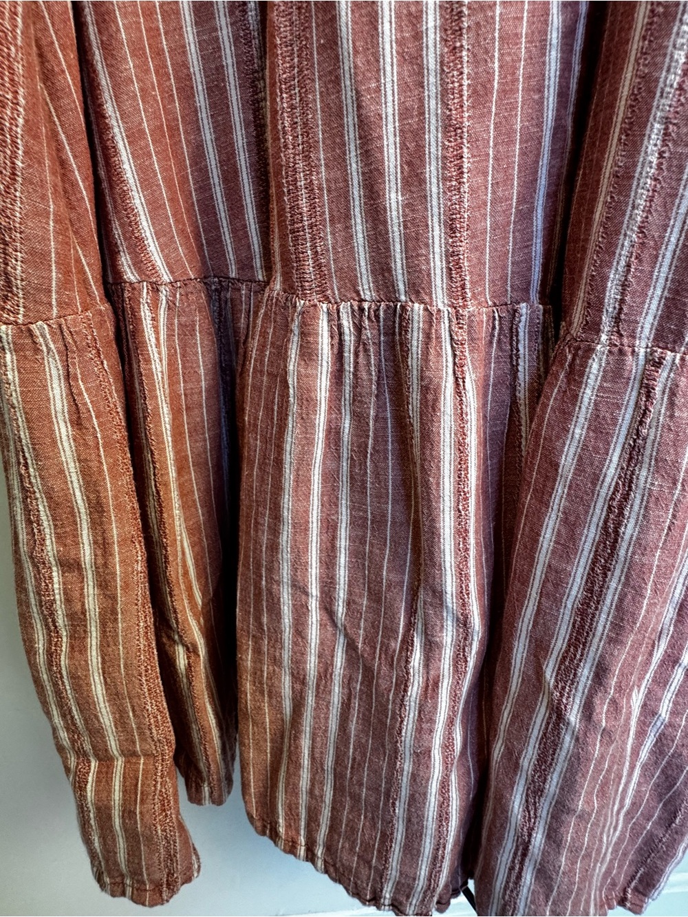 Old Navy Rust Striped Linen Blend Maxi Dress Medium Boho Cottagecore Summer - Picture 9 of 14